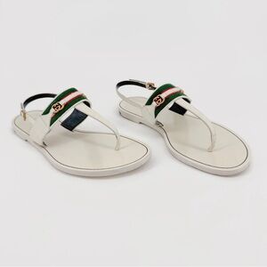 Gucci White and Green Sandals